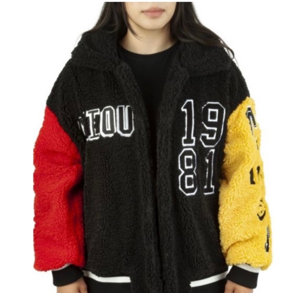 Azalea Wang Pick A Vowel Teddy Varsity Bomber Jacket Medium RARE - Picture 2 of 15